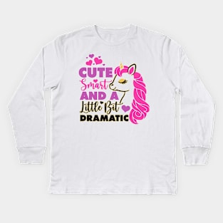 vintage girls a little bit dramatic funny drama queen Kids Long Sleeve T-Shirt